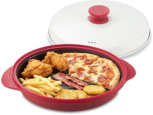 mico dingker Microwave Grill Pan with Lid – Multi-Use Griddle & Crisper Tray for Browning, Grilling, and Crisping Meat, Sandwiches & Vegetables – Microwave Safe Cookware for Fast, Even Cooking