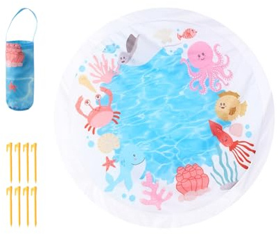 Piscines pour bébé pour usage extérieur | Portable 2 en 1 Pataugeoire Bébé Aquatique - Tapis de Plage Pliable Anti-dérapant et Jouets d'Eau pour Voyage Vacances d'Été Jardin Natation Activités Extérie