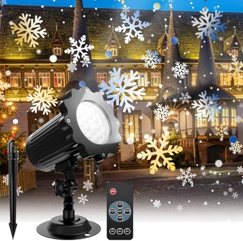 Luces Proyector de Nieve Navideña | Proyector Copos Nieve 360° Rotación Interior,Decoración Lumínica para Interior Exterior Jardín Navidad Bodas