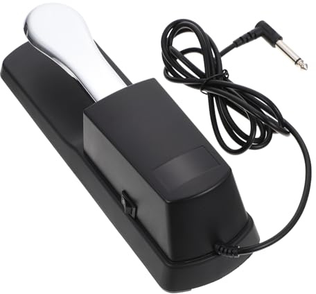 Kompaktes Klavier Sustainpedal für Elektronisches und Midi Keyboard Silber | Abs und Stahl, Rutschfeste Ausführung, Stabile Nutzung, für Profis und Einsteiger, Multifunktion