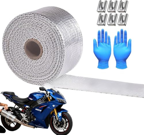 SVCEQZE Fascia Per Tubi Di Scarico - 10 Metri Di Fascia Protettiva,Nastro Resistente Al Calore | Per Motociclette Automobili Veicoli A Motore Camion Silenziatori Turbine Tubi Di Scarico