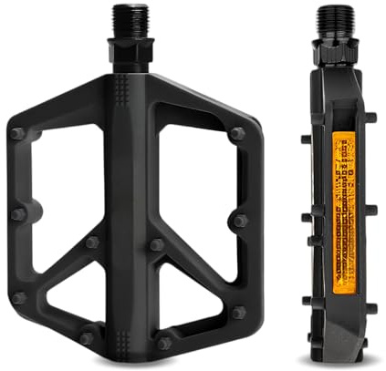 Pedali Flat Mtb con Riflettori, Pedali per Bicicletta Antiscivolo, 9/16 Pollice Pedale Bicicletta per BMX, MTB, Biciclette da Corsa