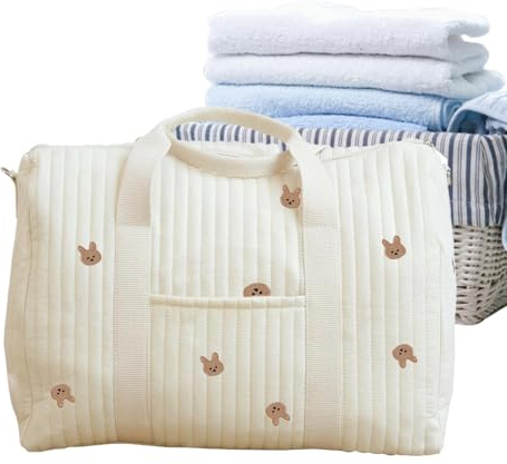 Nappy Bag for Women - Large Changing Bag with Cotton Embroidered Carry Bag for Pregnancy Clinic | Cute Mum Nappy Carry Bag | The Stylish Travel Bag Can Be In A Backpack, cherry, Siehe Beschreibung