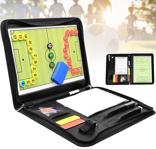 MTTXY Multifunktionales Fußball-Trainerbrett, 52 x 34 cm, faltbares magnetisches Taktiktafel-Set, PU-Material für Training und Anleitung