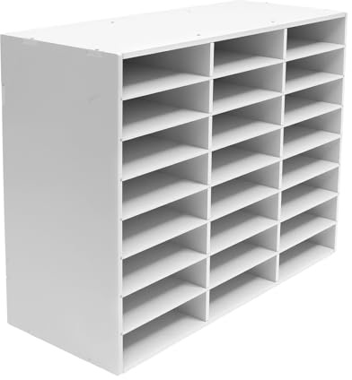 PBTERDTF 24 Fächer Schreibtisch Organizer Dokumentenablage PVC Briefablage Aktensortierer Aufbewahrung A4 Literatur-Organize Mehrzweckschrank für Büro Arbeitszimmer Schule Office (24-Weiß)