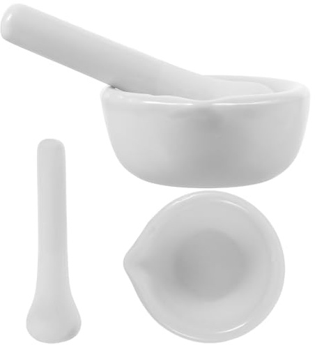 SHERCHPRY Juego de 2 Cuencos de Porcelana de 60 Mm con Mortero para Moler Medicamentos y Especias, Mortero de Laboratorio y Cocina, Utensilios de Molienda Portátiles y Varios estilos