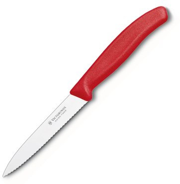 Victorinox Victorinox Spelucchino ondulato manico rosso 10 cm
