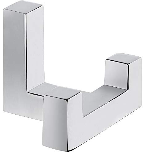 Gedotec Gancio doppio per armadio | TETRIS |cromo lucido | 40 x 52 mm | gancio a parete appendiabiti invisibile