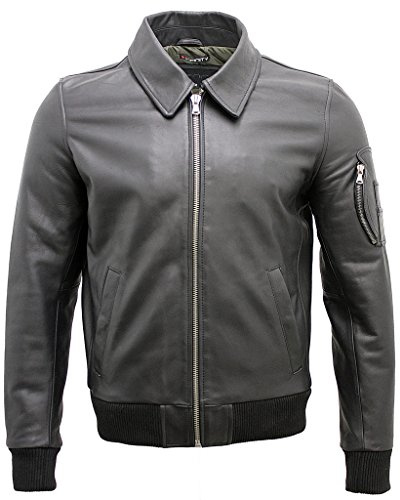 Infinity Männer A2 Schwarz Rindsleder Analine Leder Bomber Jacke 4XL