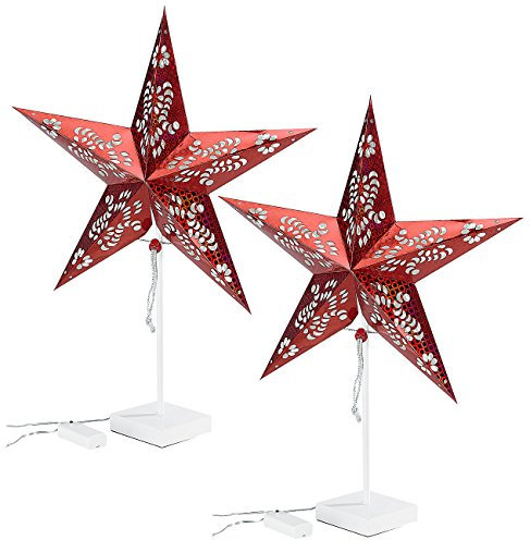 Lunartec Stern: Deko-Tischleuchte in Sternform, rot, 2er-Set (Sternlampe, Weihnachten Dekoration, LED Batterie)