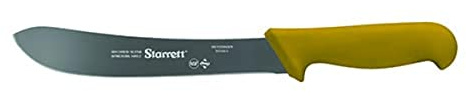 Starrett Professional Steak Knife - BKY606-8 Narrow Curved 8 (200mm) Ultra Razor Sharp Kitchen Chef's Knife - Yellow Handle Stainless Steel Meat Cutting Blade (DV865604)
