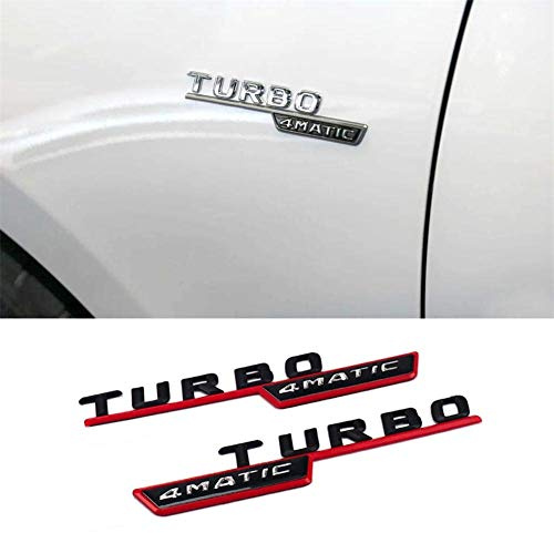 1Pair Turbo 4MATIC Emblem Logo Side Fender-Aufkleber Für Mercedes Benz AMG A180 W176 W169 A200 A250 A209 A45 W221 A160 GLE CLK,Red and black