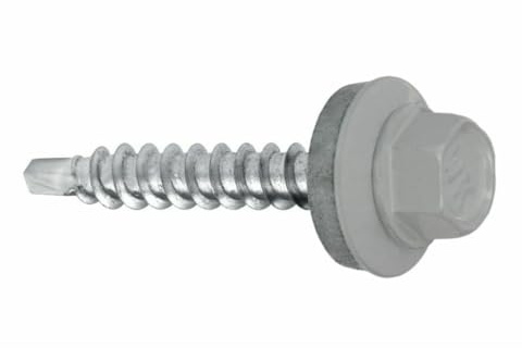 KLIMAS Trapezblech Schrauben Bohrschrauben Dach Fassadenschrauben 4,8x25mm 250 Stück - RAL: 9006 (Weißaluminium matt)