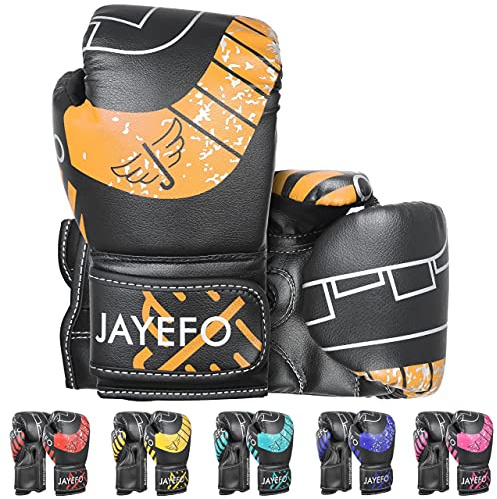 Jayefo Boxningshandskar för barn och barn – boxningshandskar för boxning, kickboxning, muay thai och MMA – nybörjare tunga väskhandskar för tung boxning boxningssäck – 113 ml – orange