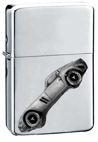 Super Sports Classic Car GTO 250 ref68 Zinn-Effekt Design auf einem Flip-Top-Benzinfeuerzeug, winddicht, Silber nachfüllbar