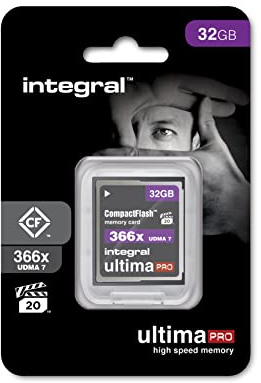 Integral 32GB Compact Flash Karte UDMA-7 366x VPG-20 55MB/s Lesen und 25MB/s Beschreiben Professionelle High Speed Speicherkarte