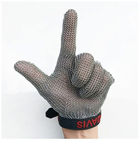 HUAHUA Work Gloves Metal Cut Resistant Gardening Work Gloves Safety Protection Food Grade Kitchen Gloves For Chef Butcher Fisherman (Size : 1 piece/M)