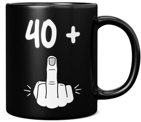 Mug Monster - Taza de 41 cumpleaños, I Am 40 + 1, regalo para 41 años, taza novedosa - Taza de café de cerámica, regalo para hombres o mujeres, taza extragrande y gigante disponible, taza negra de 11