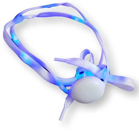 The Glowhouse 1 Pair Flashing LED Light Up Flat Trainers Shoelace, Soft White Nylon, (Blue)