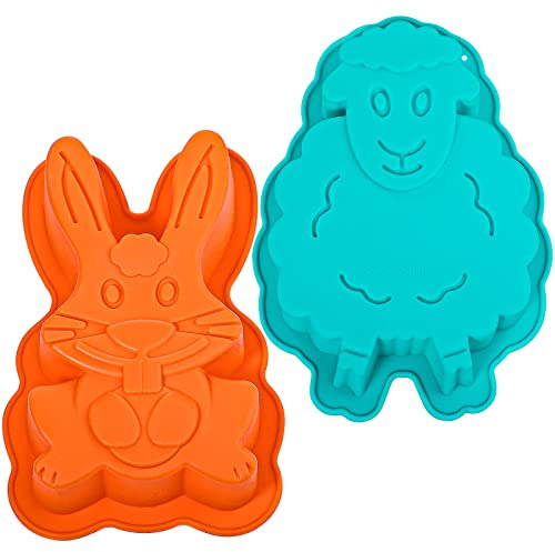 webake Oster Backform Lamm und Hase Osterlamm Backform Silikon 2 Stück Kuchenform Lamm Osterhase Form Silikonform Lammform zum Backen