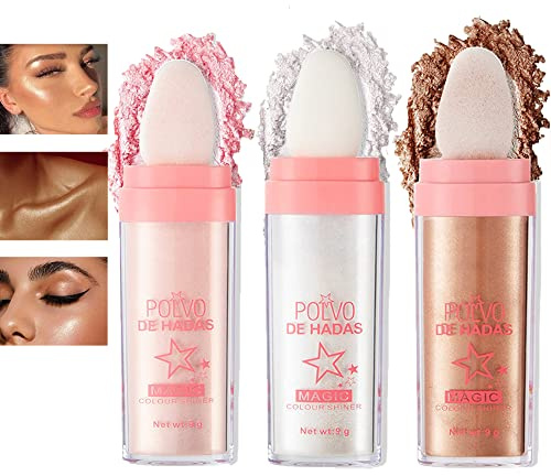 Sitovely Ensemble de surbrillance visage - Poudre de surligneur à paillettes corporelles, blush scintillant et contour du visage