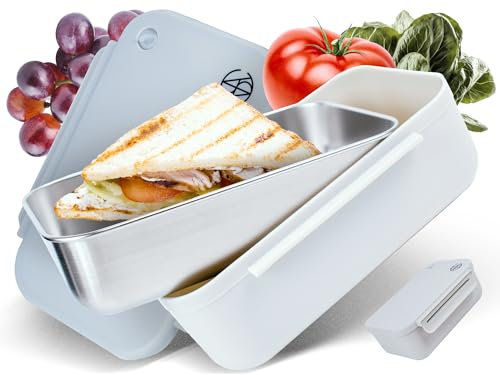 VESTAhome Brotdose Edelstahl-Einsatz - Lunchbox Edelstahl hält Brot lange frisch - Essensbox spülmaschinenfest - Brotbox - Lebensmittelecht - BPA-frei