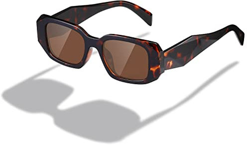 kimorn Rechteck Sonnenbrille für Frauen Männer Trendy Retro Trendy Sonnenbrille 90's Vintage Square Frame (Schildpatt Rahmen Braune Linse)
