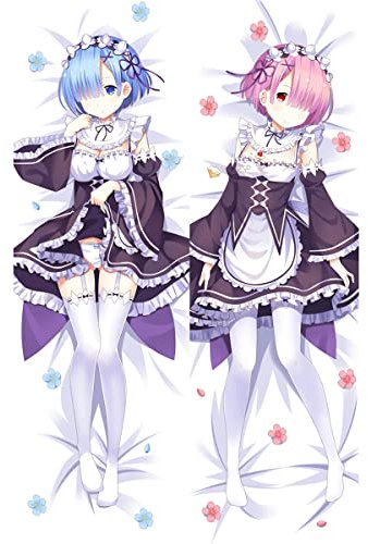 Anime Kissenbezug Manga Kissenhülle Für Re Zero -Starting Life in Another World,Anime Pillowcase Digitaler Doppelseitiger Druck Kissenbezug,Seitenschläferkissen Bezug,Bedding Umarmungskissen Bezu