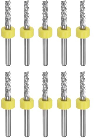QUARKZMAN 10pz Punte Fresa 3mm Punte per Router CNC Metallo Duro Solido Utensili Taglierina Incisione per Intaglio Legno Fresatrice Circuito Stampato PCB, 1/8 Straight Shank