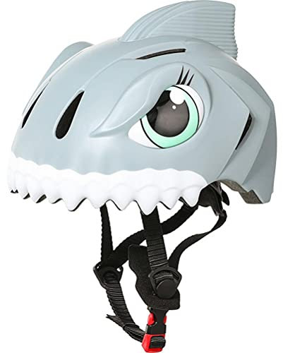 Kinder Radfahren Helm Netter Hai Helm Kinder Fahrrad Helm 3 4 5 6 7 8 Jahre alte Kinder, Skateboard Helm Roller Helm (Grauer Hai)