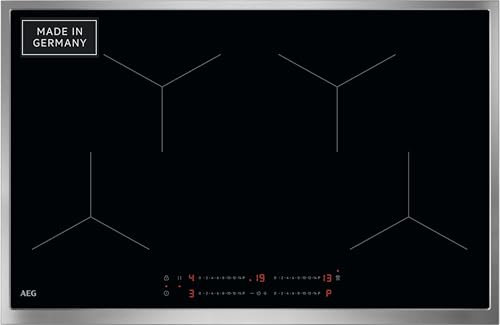 AEG Induktionskochfeld autark 80cm – Made in Germany – 4 Flex-Zonen mit Powerfunktion – 14 Stufen – SuperFlat Rahmen – Timer – Touch-Bedienung – kompatibel mit Haubenautomatik /TO84IA0FXB