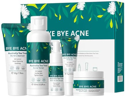 Hudvårdsset, aknebehandling för ansikte, hudvårdskit och set, ansiktsvård presentset med tea tree olja, tea tree eterisk olja med