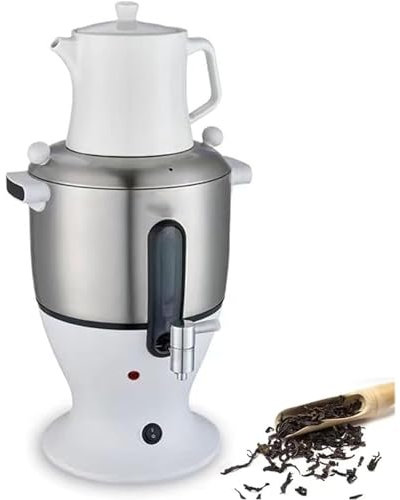 LBMED Tetera Turca Eléctrica 6L, Tetera Doble De Acero Inoxidable con Diseño De Grifo, Control Automático De Temperatura Y Funciones Apagado, Conservación Saludable del Sabor Original, para Té, Café