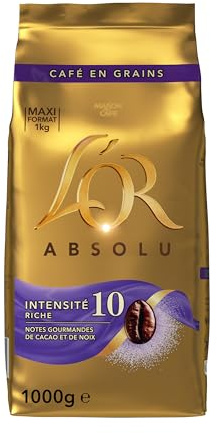 L'OR, 1Kg Café en Grains Absolu, Arabica & Robusta, Intensité 10