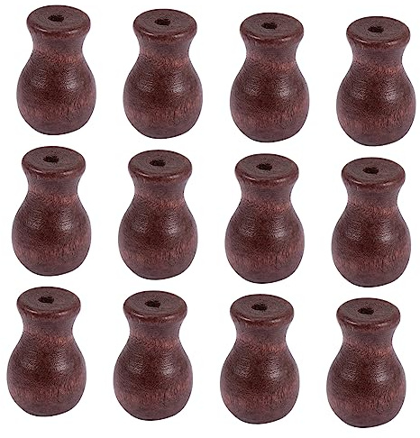 Mobestech 12pcs Wood Cord Knobs for Aluminum Blind and Window Treatments, Timber Material with Coffee Colour, Easy to Install for Repair Roman Shades and Most Occasions
