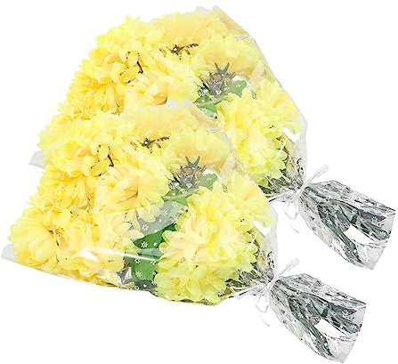 GOOHOCHY 2 Pezzi Bouquet Fiori Artificiali Per Cimitero Fiori Commemorativi Finti Di Crisantemo Decorazione Lapide Tomba