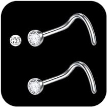 AceFun piercing nez titane argent 20G tire bouchon piercing nasal boulon 1.5mm 2mm 2.5mm 3mm CZ acier cristal vis nostril bijoux pour femmes hommes 2 pièces pliées G23 20 Gauge