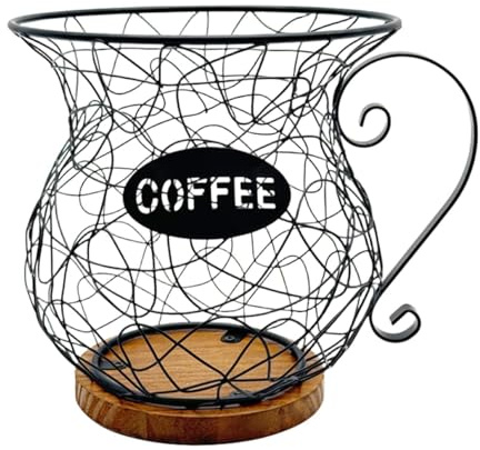 SiaBiced Porte-capsules de Café Panier de Rangement pour Comptoir Bureau Organisateur Capsules Espresso Conteneur Grande Capacité Design Élégant En Fer Adapté, Noir