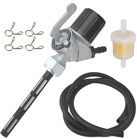 Benzinhahn Kit, Kraftstoffhahn Benzinschlauch und benzinfilter mit 4 Stück Schlauchschellen für MZ ETZ trofeo 150/250/251 TS ES und Simson S 50/S51 50/SR50/SR60/SR80 (MZ)