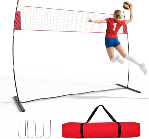 Virimolo Volleyballnetz 305x93x217cm höhenverstellbar drinnen draußen