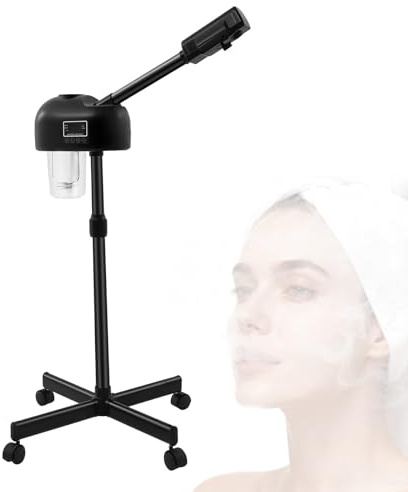 TONFEION 750W Gesichtsdampfer Gesicht Dampfgerät, Professionelle Gesichtssauna mit LCD-Bildschirm, Standing Gesichtsmaschine Höhenverstellbar 58-68cm, für Salon und Zuhause, Schwarz