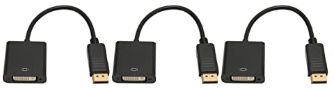 Xiuganpo HD 1080P DisplayPort Till DVI Adapter High Definition för PC Bärbar Dator HDTV Monitor Projektor, 3st Mini Till DVI Adapter Kabel för Förlängning Av Skrivbordsskärm