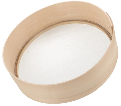 HIAKDOFT Cedazo de Harina de Madera de 30 Cm Malla Fina de Acero Inoxidable, Cedazo Manual para Hornear, Colador Redondo para Cocina y Panadería, Herramienta Práctica para Tamizar Harina