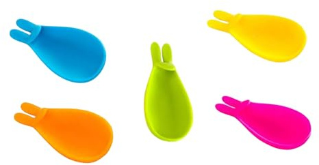 VOSAREA Soportes para Bolsitas de Té de Silicona Marcador y Soporte para Cuchara Forma de Conejo, Pack de 5 Piezas Hogar y Oficina