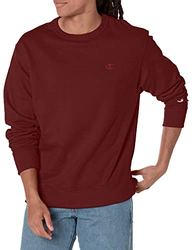 Champion Men's Crewneck Fleece Sweatshirt, Standard Fit, Midweight, C Logo, Available in Regular and Big & Tall, Maroon - C Logo, X-Large