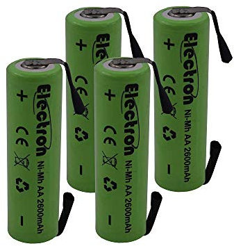 4x Batteria ricaricabile Ni-Mh Stilo AA 1,2V 2600mAh con linguette lamelle terminali a saldare per pacco pacchi batteria