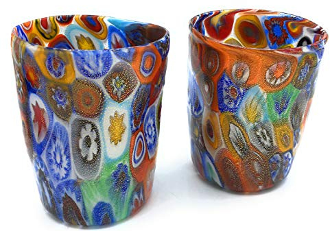 Murano Glass Goto Venetian Murrina Gold Leaf Murano Glass Made in Italy (2 Glasses)