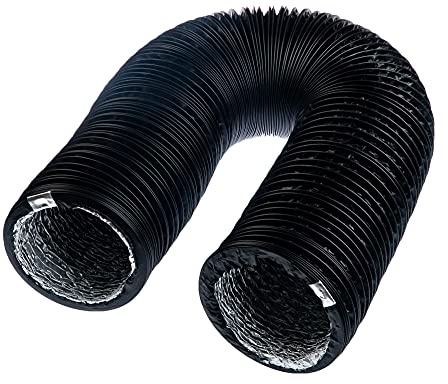 Steinberg14 Schwarz Ø 125mm Abluftschlauch - Länge 3m mit Alu-Isolierung - für Trockner, Klimaanlage, Abzugshaube - Combi-Flexrohr Alu/PVC Flexrohr