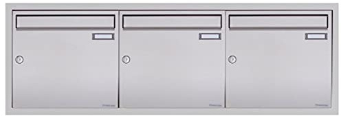 3er 3x1 Edelstahl Unterputz Briefkastenanlage Basic Plus 382XU UP - Edelstahl geschliffen - 3 Parteien