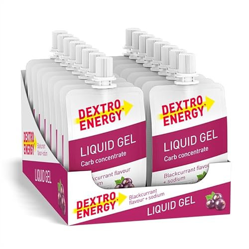 Dextro Energy Liquid Gel Blackcurrant + Natrium - 18x60 ml (18er Pack) - High Carb Energy Gel zur schnellen Kohlenhydrate Versorgung 240 mg Natrium
